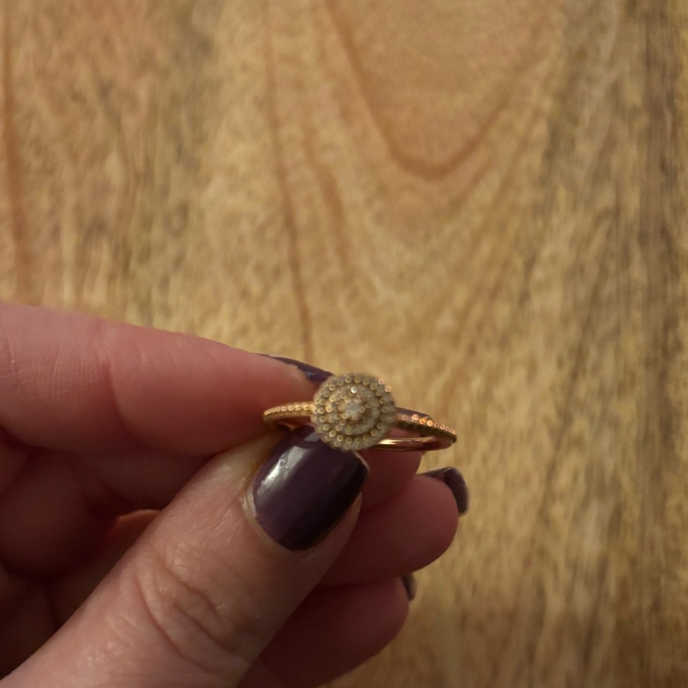 Pandora Rose Gold-Tone Ring with Crystal Accents size 52